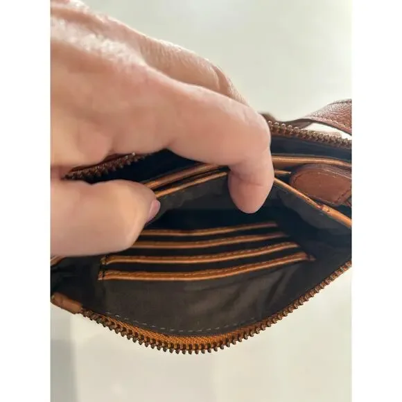 Oak & Tan Linzia Small Brown Leather Crossbody Bag Purse Minimalist Classic - Picture 5 of 12